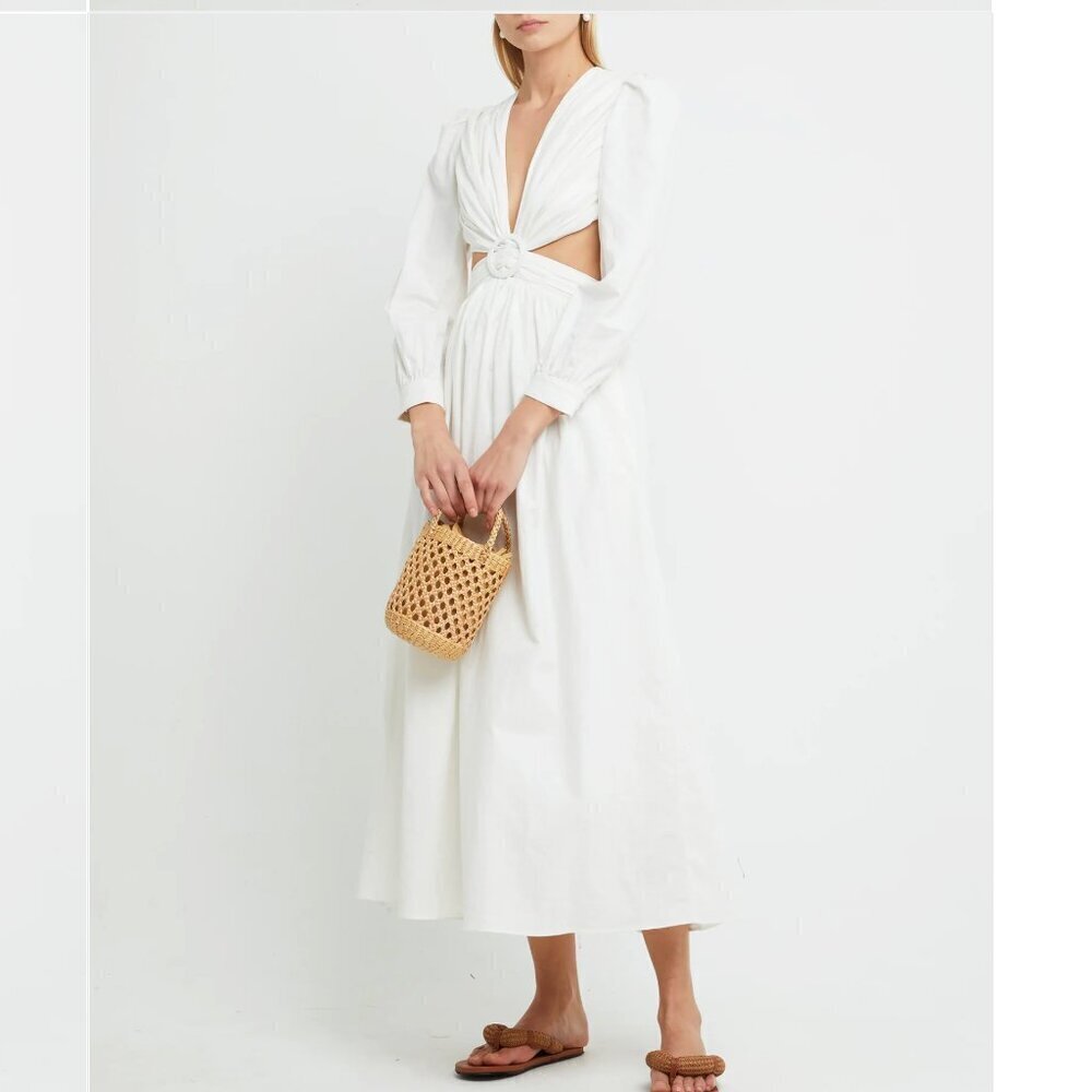 o.p.t Kimia Dress in White Flax & Cotton Size Medium - Bridal / Summer / Wedding